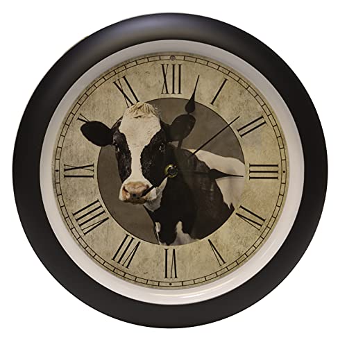 Mark-Feldstein-Associates-Cow-Farmhouse-Collection-Vintage-Natural-Brown-13-inch-Sound-Wall-Clock Mark Feldstein Associates Cow Farmhouse Collection Vintage Natural Brown 13 inch Sound Wall Clock