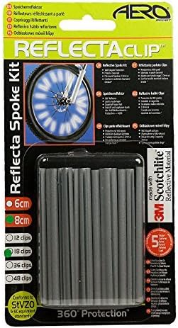 Aero Sport ReflectaClip 3M Scotchlite Reflective Spoke Clips Conforms to BS and TUV Standards (18 Pieces) - Silver