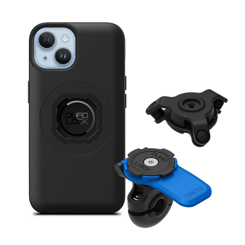 Quad Lock Mirror Motorcycle Phone Mount with Vibration Dampener and MAG Phone Case for iPhone 14
