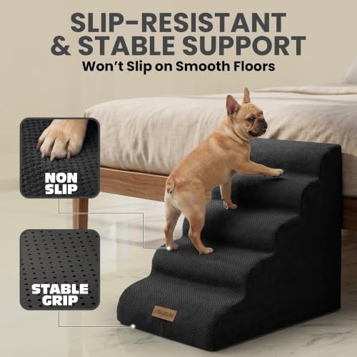 Miorun Dog Stairs for High Beds, 24.5" Foam Pet Ramp Step for Small Dogs - 3