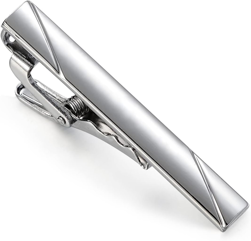UJOY Mens Tie Pin Bar Enamel Silver Classic Men's Fashion Accessories
