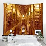図書館写真タペストリー 180*230CM ヴィンテージ 書棚柄 タペストリー 寝室用壁掛け 歴史的なタペストリー デザイン ポスター ビーチブランケット 大学寮 室内装飾 壁掛けバナー 喫茶店布ポスター
