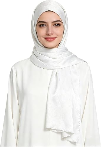 ZGMYC Womens Silky Satin Hijab Scarf Elegant Shawls and Wraps for Evening Dress Crinkle Muslim Head Cover Long Scarves