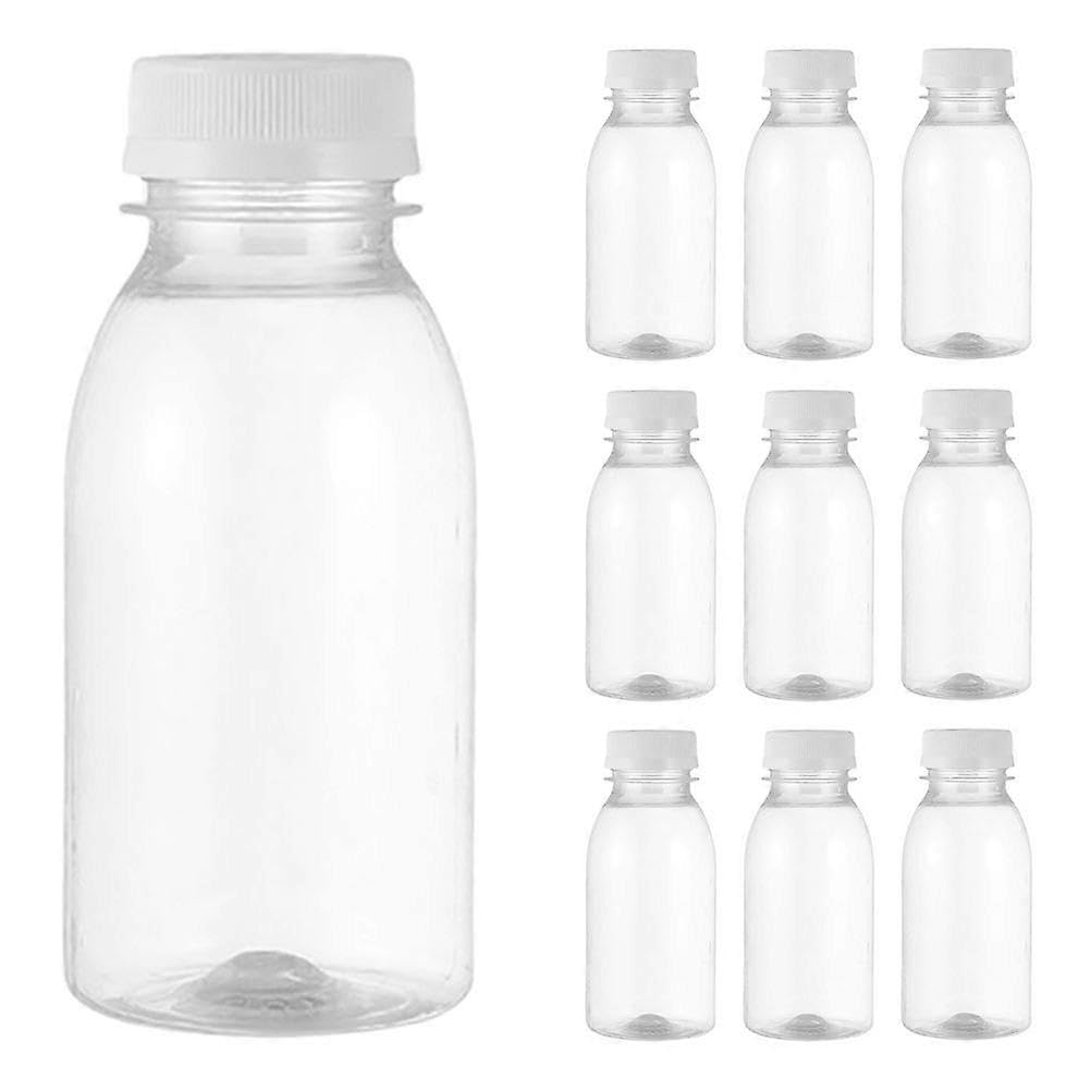 JOYHAPPST 10pcs Plastic Empty Juice Bottles 100ml Clear Beverage Bottles Drink Containers with Lids Reusable Milk Bottles for Smoothies Juices