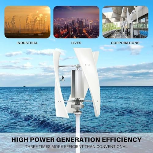 Kit generador de turbina eólica con Controlador de Carga, Equipo productor de Electricidad Vertical, Kit generador de turbina eólica Vertical de 5000 W y 48 V con Controlador: Sistema comple