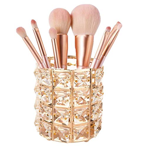 Porta-pincéis e organizador de cosméticos KDDOM com cristais, dourado, 1 unidade