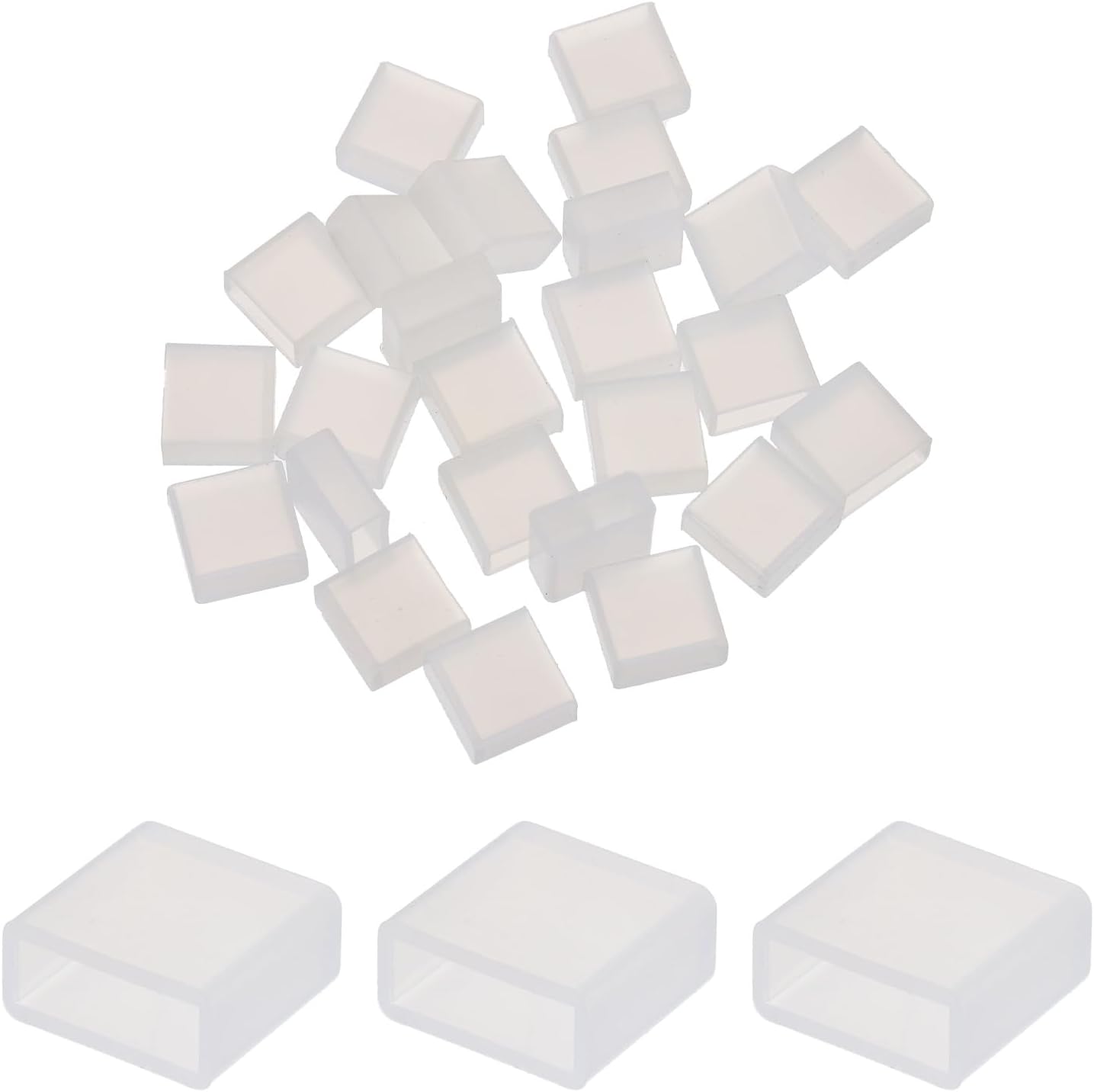MECCANIXITY 25pcs USB Type A Port Plugs Covers Caps Silicone Anti Dust Protector for USB Male End, Clear