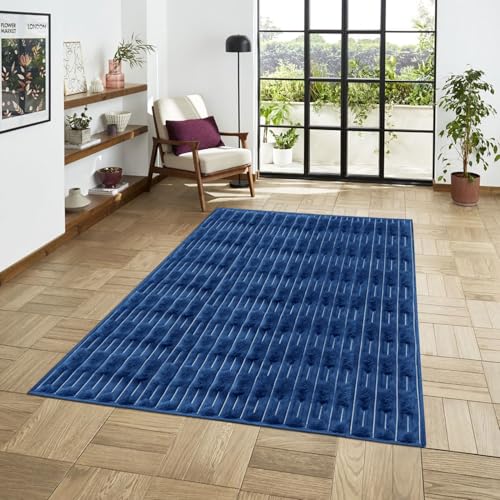 Image of Luxe Home Rabbit Tail Fur Carpet Super Soft, Washable, Anti Skid Carpets for Home, Bedroom, Livingroom - (4x6 Feet, Blue)
