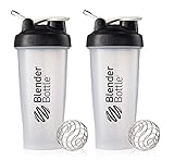 BlenderBottle Classic Loop Top Shaker Cup, Clear/Black, 28-Ounce, Pack of 2