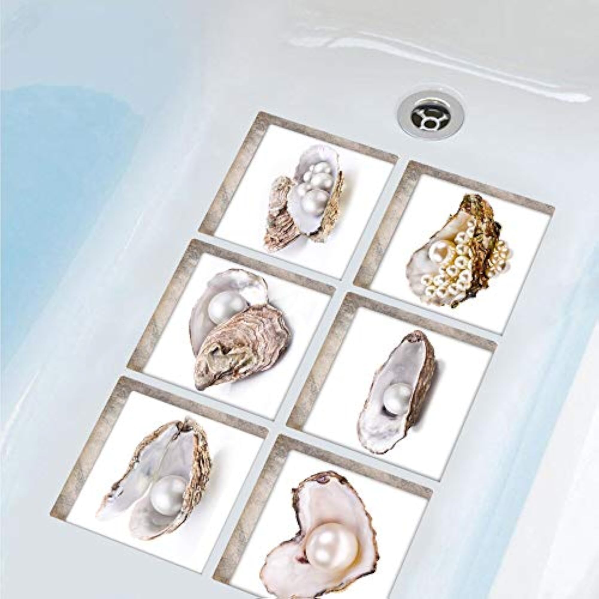 Non-Slip Self-Adhesive Tub Decals, Pearl Shells Bath Mats