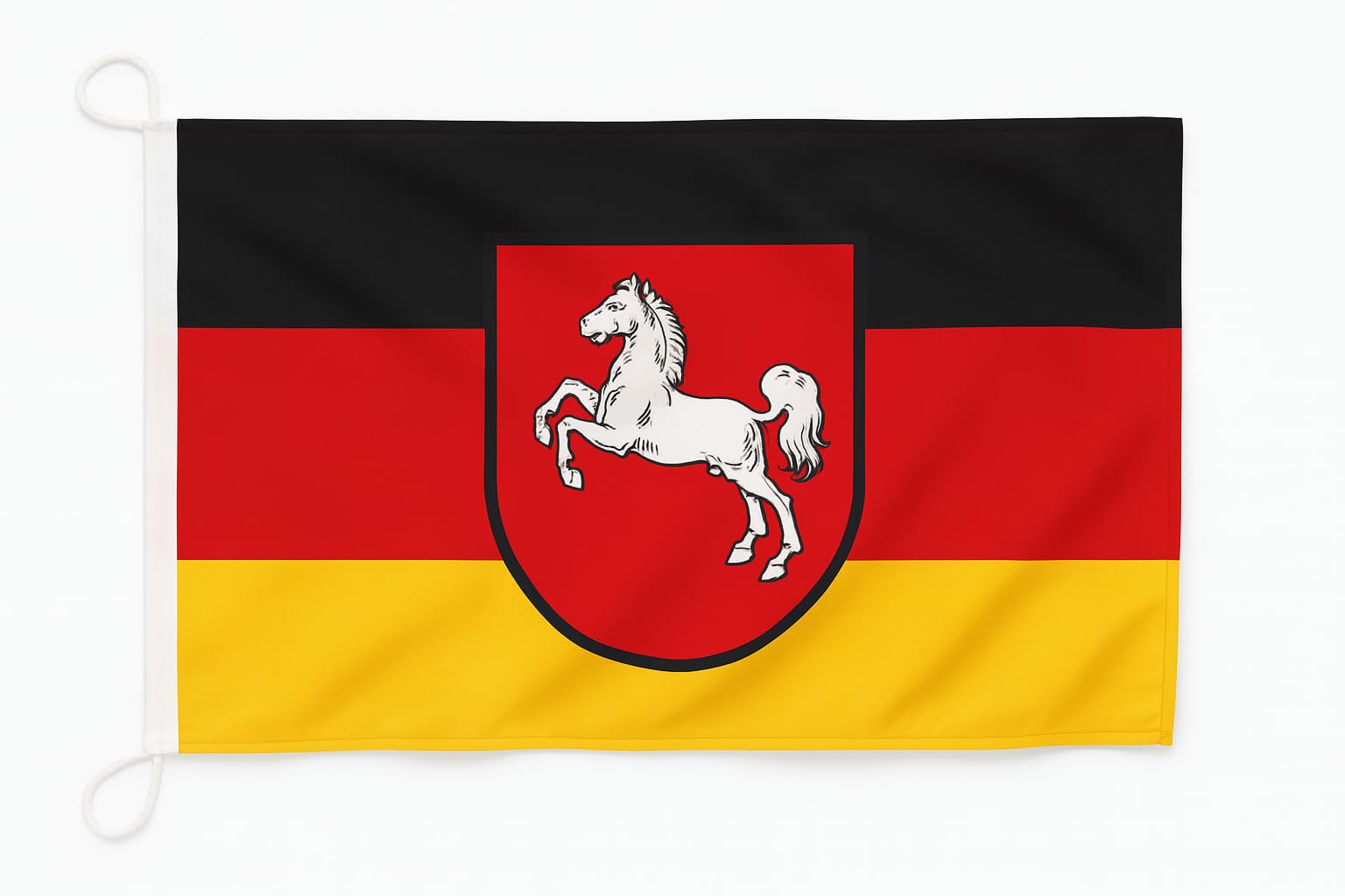 Drapeau de la Basse-Saxe avec armoiries pour décoration extérieure de maison et fêtes régionales