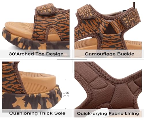 Image of KuaiLu Mens Leather Hiking Sandals with Orthopedic Arch Support Footbed | Sport Recovery Athletic Waliking Sandals For Man Outdoor Summer Casual Thick Cushion Beach Water Fisherman Sandal Size 7-15