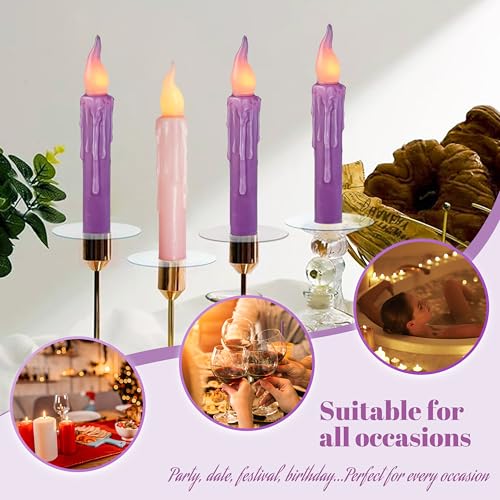 Image of LED Flameless Short Taper Candles with Remote, 6.7 Inch Advent Candlesticks Dripless Battery Operated Flame Christmas Candle for Fireplace Holiday Decor, Pack of 4