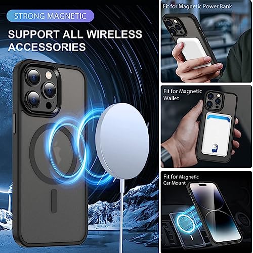 Image of Hupshy iPhone 13 Back Cover with Mag Cover, Hard Acrylic Back, Shockproof Air-Guard Corners, TPU Phone Cover, Scratch Resistant Back Case for iPhone 13 [Black]