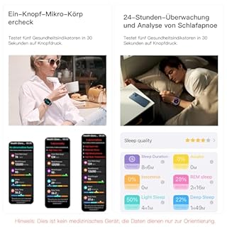 Lgnitek 2026 Smartwatch Herren Damen mit EKG+HRV/ΒΙυtdrυck/BMI/Harnsäure/ΒΙυtｚυcker, 1.75'' HD Gesundheitsuhr mit 24H Herzfrequenz SpO2 Körpertemperatur Schlafmonitor Fitnessuhr für Android/iOS