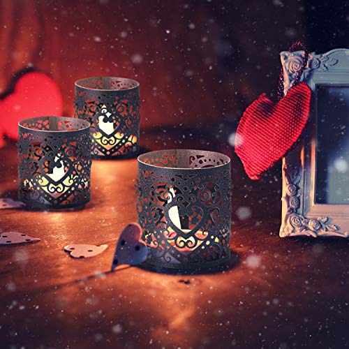 Sumind 24 Pieces Tea Light Votive Wraps Laser Cut Decorative Wraps Paper Candle Holder For Led Battery Tealight Candles For Valentine'S Day Birthday Wedding Party Decoration thumb #4