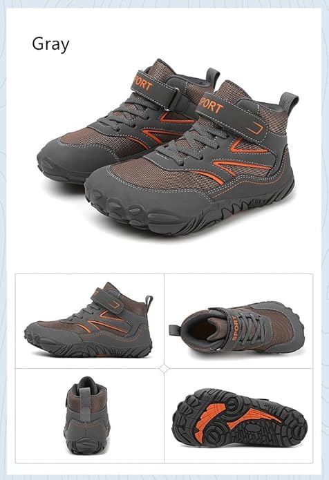 Zapatillas Descalzas Niños Zapatos de Trekking Barefoot Minimalistas Ligeras Transpirable Mid Hiking Shoes Unisex,28-37EU