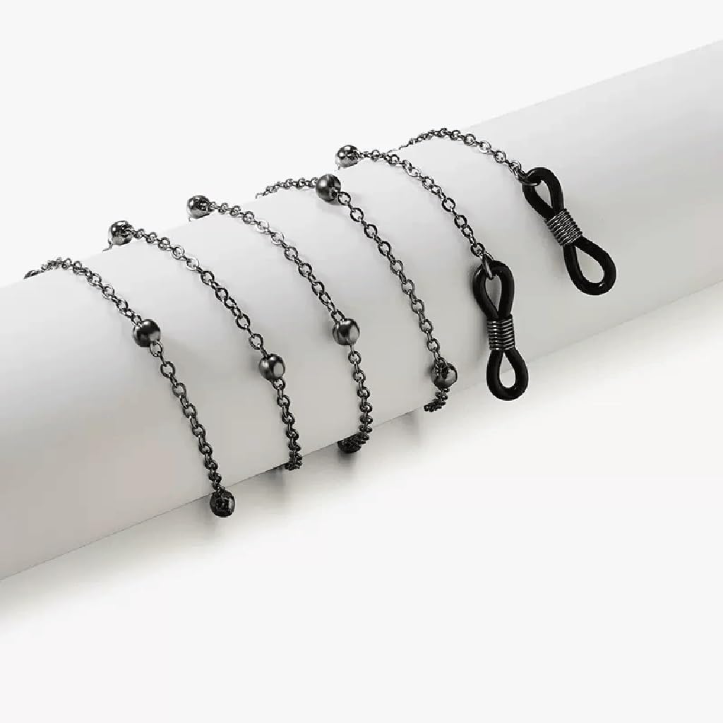 Cadena for Colgar, Cadena for Gafas, Cuello Colgante for Mujer, Cuerda for Gafas y Cadena for Evitar Que se caigan(Svart)