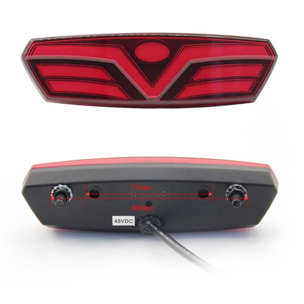 48V Bicicletta Elettrica Fanale Posteriore LED Avvertimento Lampada Posteriore 2Pin Connettore Impermeabile Accessori per Bici Elettrica