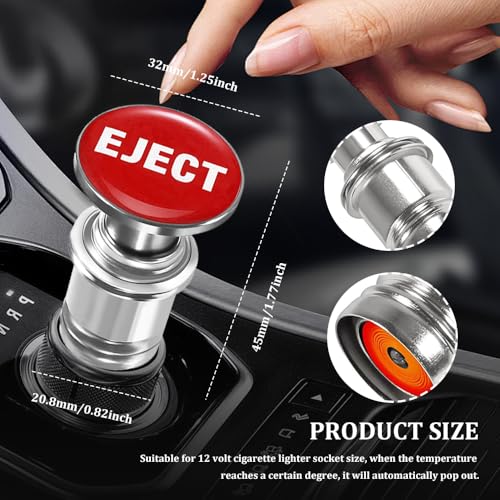 Image of Car Cigarette Lighter, Cigarette Lighter for Car, Anodized Aluminum Push Button Lighter Dustproof Plug, EJECT Button Automotive Interior Accessories for Most Vehicles (Drip EJECT)