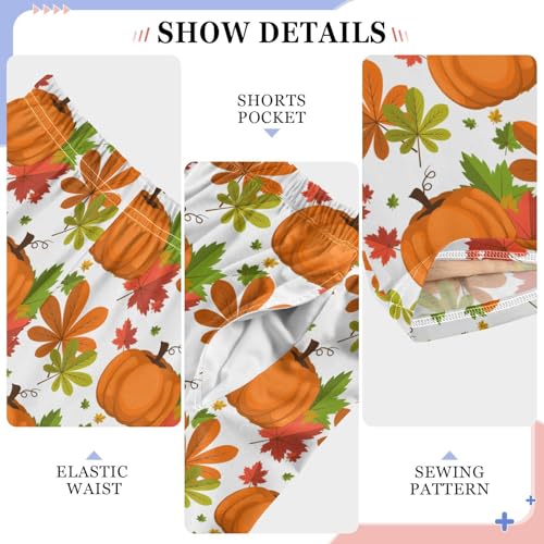 Pumpkin Leaves Thanksgiving Day Boys Long Pants Soft Trousers Elastic Waist Kids Lounge Bottoms with Pockets S-XL4