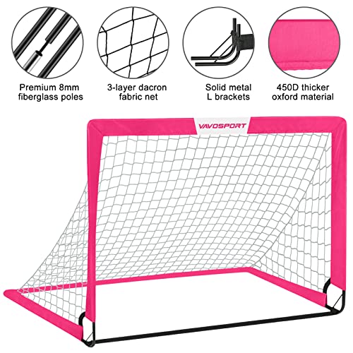 Image of Kids Soccer Goals for Backyard Set - 2 of 4' x 3' Portable Soccer Goal Training Equipment, Pop Up Toddler Soccer Net with Soccer Ball, Soccer Set for Kids and Youth Outdoor Games, Sports, Play