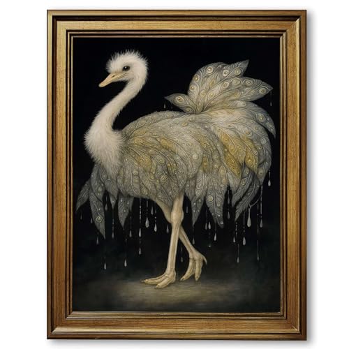 Framed Ethereal Ostrich Canvas Print Art Wall Art Painting Pictures,