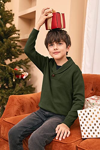 Makkrom Toddler Baby Boy Girl Shawl Collar Pullover Cable Sweaters Knit V Neck Christmas Fall Wniter Outfit Army Green 18-24 Months #TOP3
