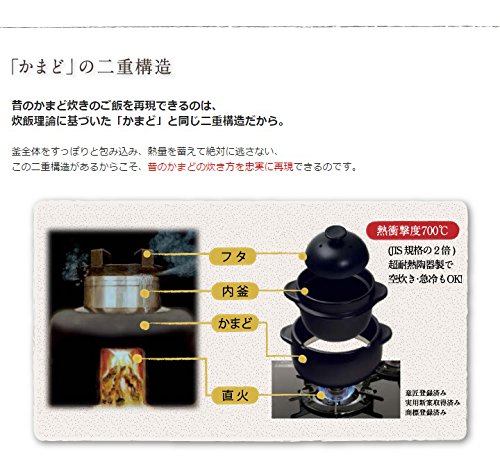 Amazon | 黒樂 かまどご飯釜（大) 1合から4合炊き用 | 黒樂 | ご飯鍋