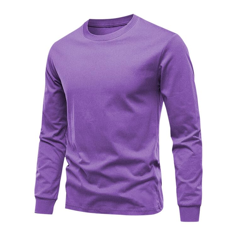Huata Men's T-Shirt Long Sleeve Crewneck Cotton Tees