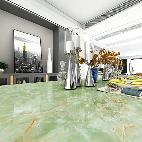 Image of FOKRIM Green Marble Wallpaper for Wall (Size- 60x200cm) self Adhesive Wallpaper Wall Stickers Oil-Proof Waterproof Wallpaper for Kitchen (Green)