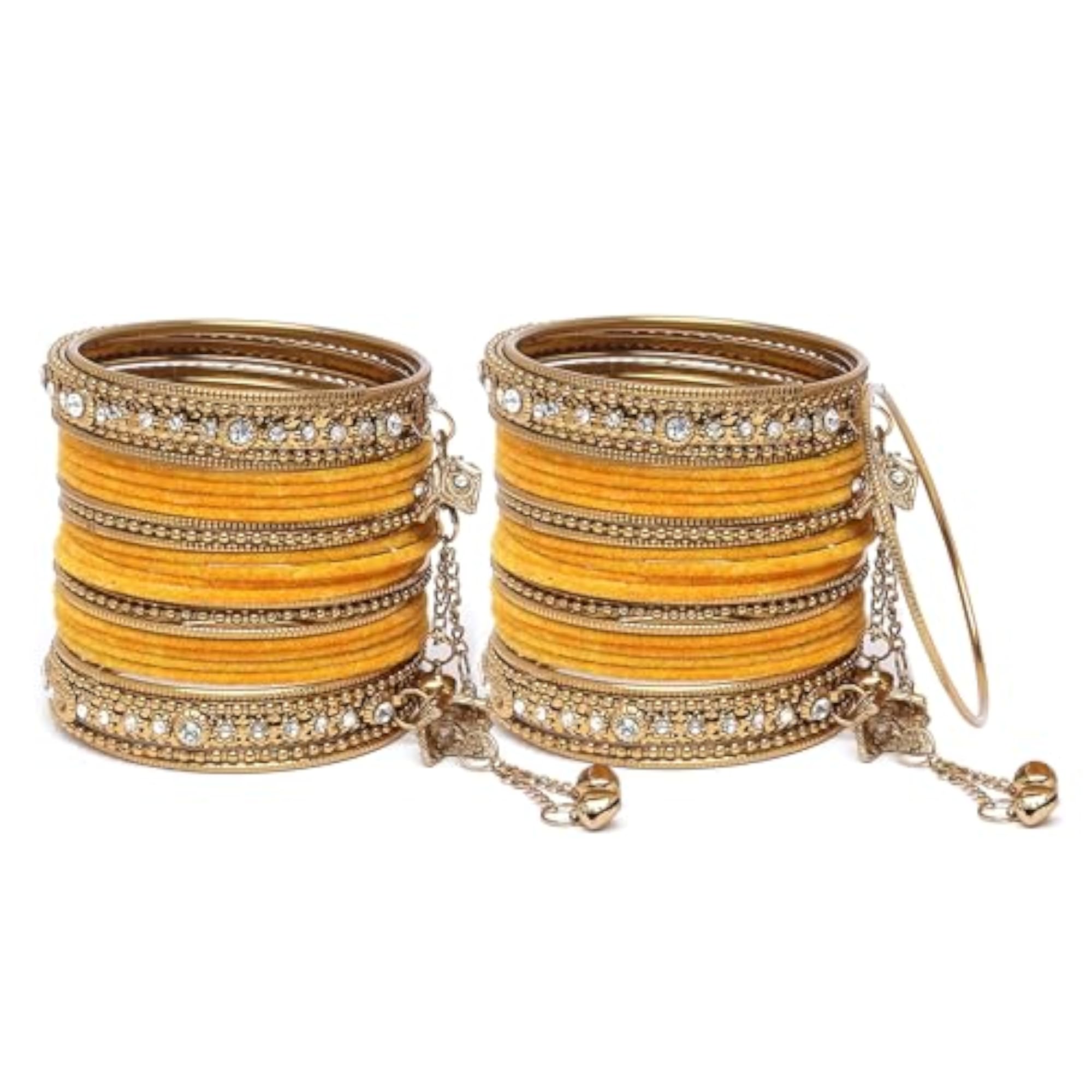 Gold-Plated Velvet American Diamond Bangles