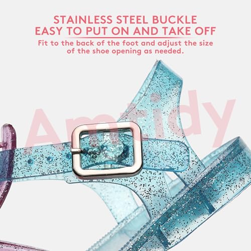 Amtidy Jelly Shoes for Girls, Children's Fishermen Sandals, Princess Birthday Toddler Glitter Sandals3