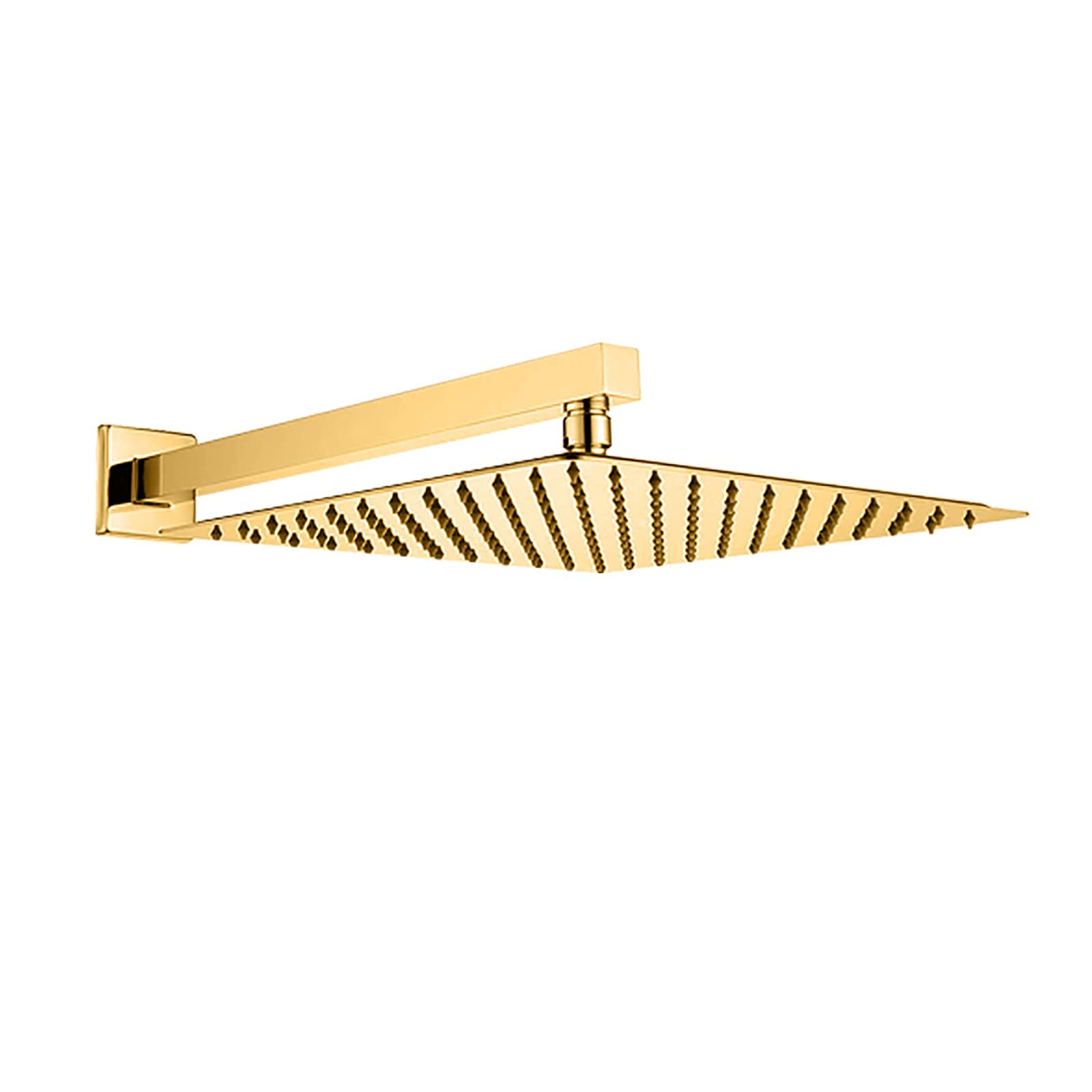 Regendusche Duschkopf Gold Kopfbrause Quadrat Duschkopf Regenbrause Hochdruck Einbauduschk?pfe mit Anti-Kalk Düsen, 304 Edelstahl Brausekopf mit Brausearm, G1/2,8 Inch