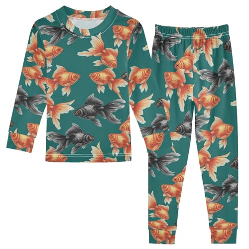 Pajama Sets Long Sleeve Fish Pattern on Fabric Soft Comfy Sleepwear 2 Piece PJS 3-8T