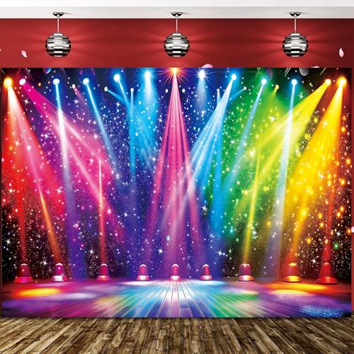 Disco Rainbow Stage Photography Backdrop 8x6FT Colorido Glitter