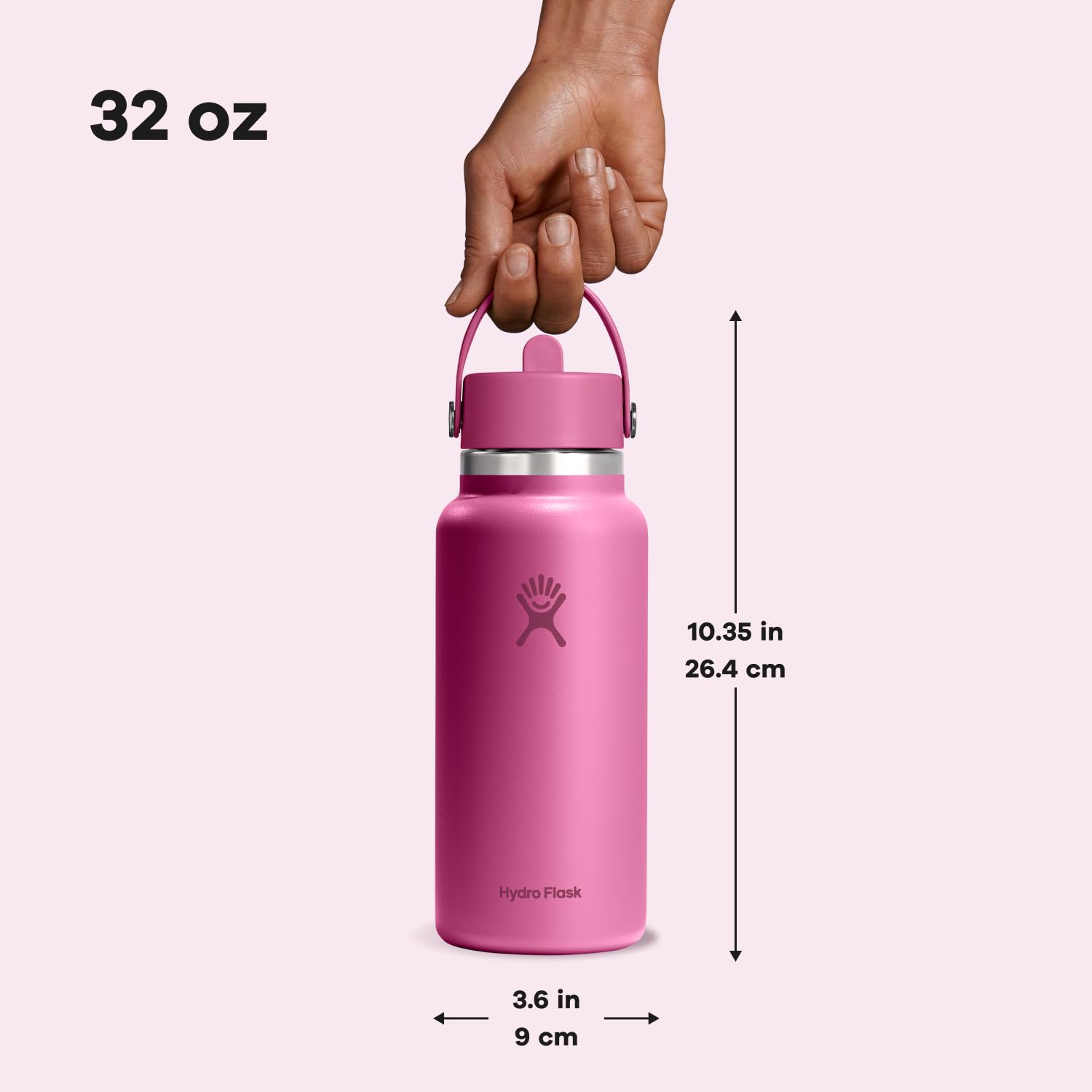 Hydro Flask 907.2 g Wide Flex Straw Cap Bottle - Insulated Stainless Steel - Wide Straw Lid, Non Spill, Leakproof in Reef