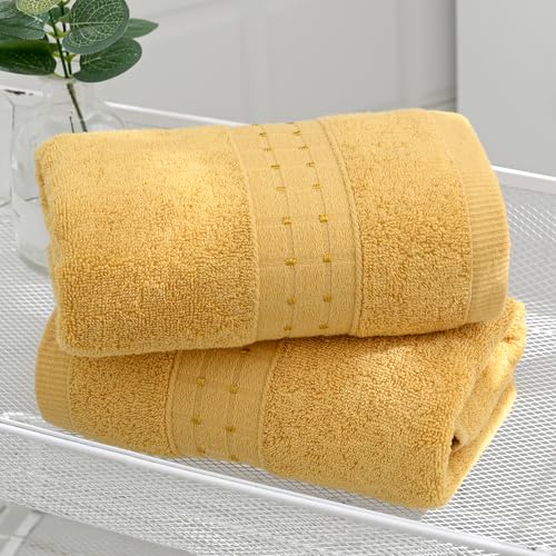 sense gnosis Soft Absorbent Yellow Hand Towel Set of 2, 100% Cotton, Checkered Design for Bathroom, 13 x 29 Inches by sense gnosis - Used condition - Image 9