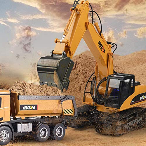 KKNY Remote Control Excavator Toy 1/14 Scale RC Excavator 15 Channel 2.4Ghz Full Functional Construction Vehicles RC Truck with Lights Sounds Xmas Gift for Boys Kids(Upgrade) (1:14-1) - Thumbnail 6