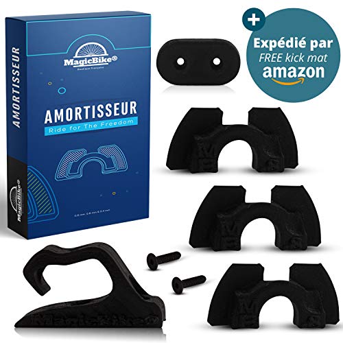 MagicBikeu00ae Accessoires Trottinette Xiaomi M365 / M187 + Crochet Sac + Protection LED arrière - Support Impression 3D pour Potence - Cale Noire Fabriquée en ABS