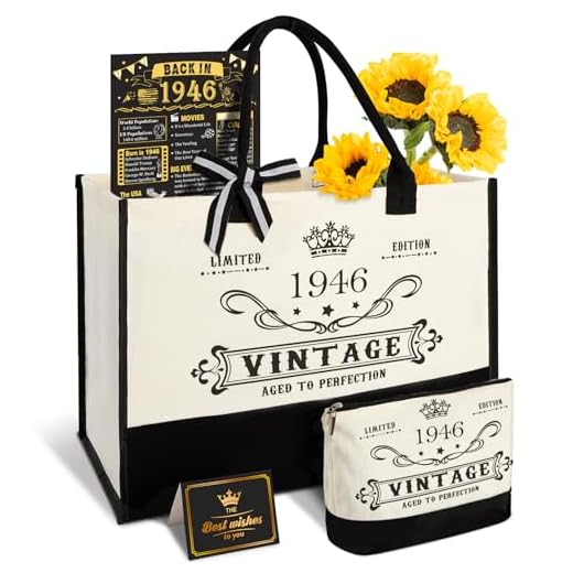 Vintage 1945 Aged to Perfection Tote Bag, Cosmetic Bag and Poster Gift Set