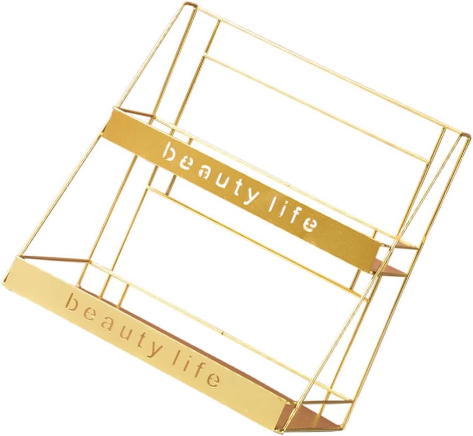 Homoyoyo Toilet Shelf Rack Iron Storage Rack Double-layered Bathroom Shelf Cosmetics Organizer Desktop Storage Wall Mountable