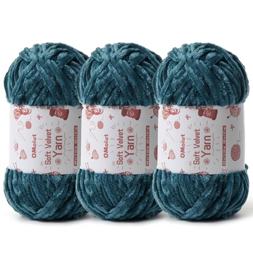 Image of 3x100g Fluffy Velvet Chenille Yarn for Crocheting and Knitting, 3x87.4yd Baby Yarn for Crocheting Soft, Crochet Chunky Yarn Amigurumi Yarns(Sapphire Blue