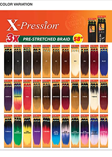 Sensationnel Xpression Prestretched Braiding Hair - Kanekalon Flame Retardant Smooth Yaki Braid Hair Extension 6X 58 Inch (1 Pack, 1) #TOP6