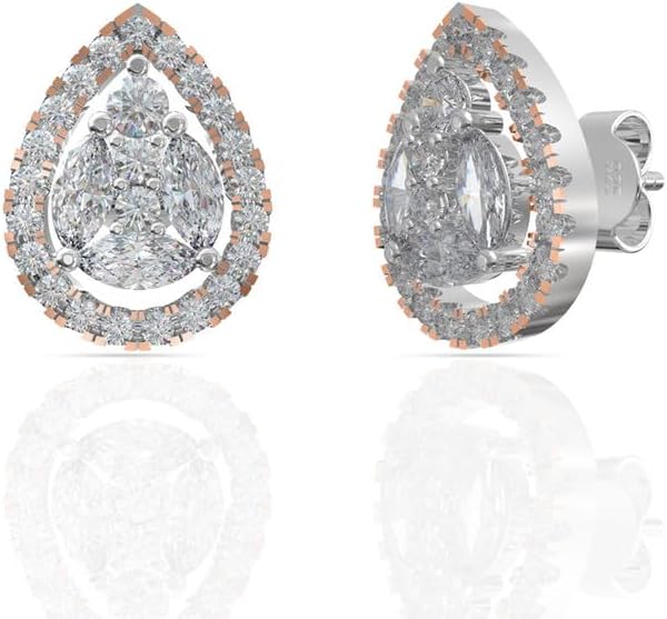 - Anayra 925 Sterling Silver Pear Cut Stud Earrings for Women | Anti Tarnish | Elegant Daily Wear | Gift for Wife & Girlfriend | Premium Diamond Look Earrings