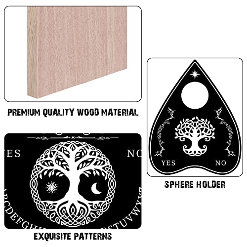 Creatcabin Tree Of Life Wood Spirit Board Pendulum Board Wooden Sun Moon Talking Ouija Boards With Planchette Dowsing Divination Game Spirit Hunt Metaphysical Message Decor For Wicca 11.8 X 8.3 Inch #TOP2