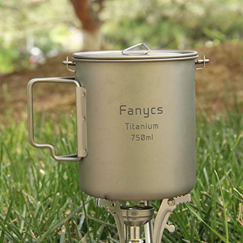 Titanium Cup Camping Mug Coffee Water Cup Foldable Handle Travel Hanging Pot With Lid 750Ml By Fanycs (750Ml Hanging Pot) #TOP5