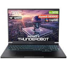 Thunderobot Radiant 16S R9 5070 300Hz Gaming Laptop, 16" QHD+ 2.5K, AMD Ryzen 9 9850HX, GeForce RTX 5070, up to 300Hz Hummingbird Display, 16GB DDR5, 1TB SSD, RGB Backlit KB, Wi-Fi 6, Win 11 Home