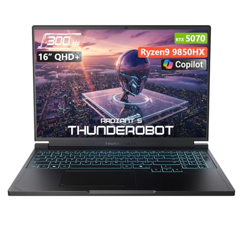 Thunderobot Radiant 16S R9 5070 300Hz �Q�[�~���O�m�[�g�p�\�R�� 16�C���` QHD+ 2.5K AMD Ryzen 9 9850HX GeForce RTX 5070 �ő�300Hz �n�`�h���f�B�X�v���C 64GB D