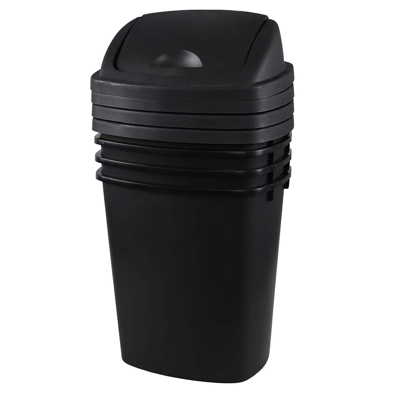 Office Trash Can with Lid, 8 Gallon Kitchen Garbage Can, Plastic Durable Waste and Recycle Bin (Set of 4, Black)